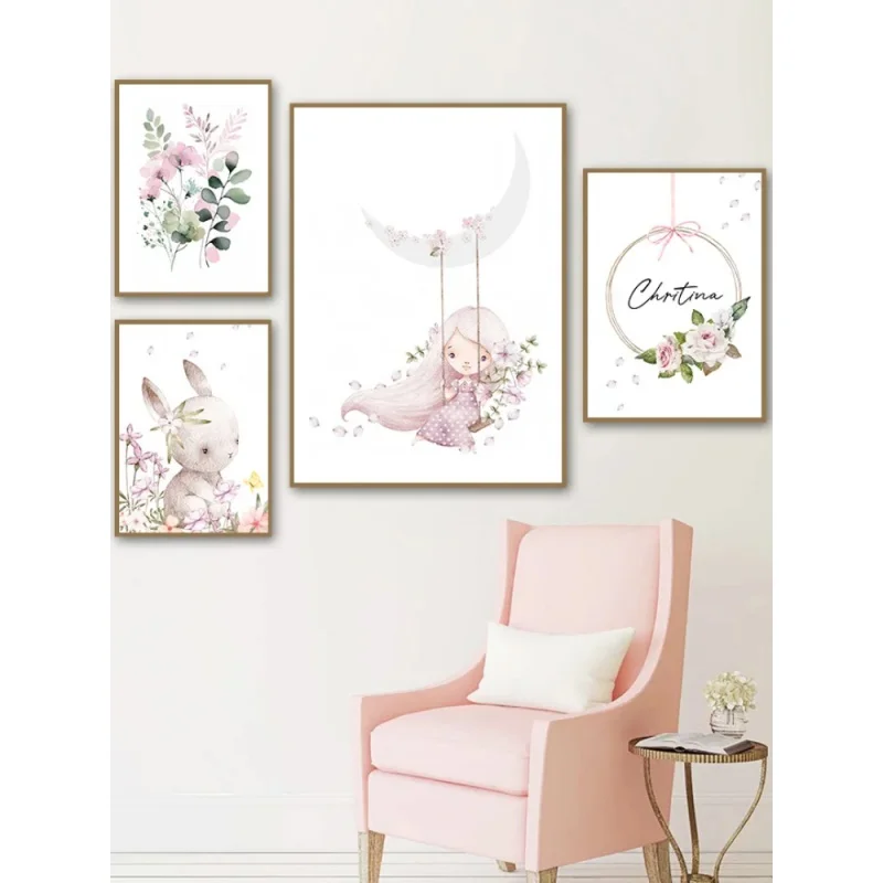 Resin Art Wall Decor - İskandinav Karikatür Estetiği Duvar Sanatı Pembe