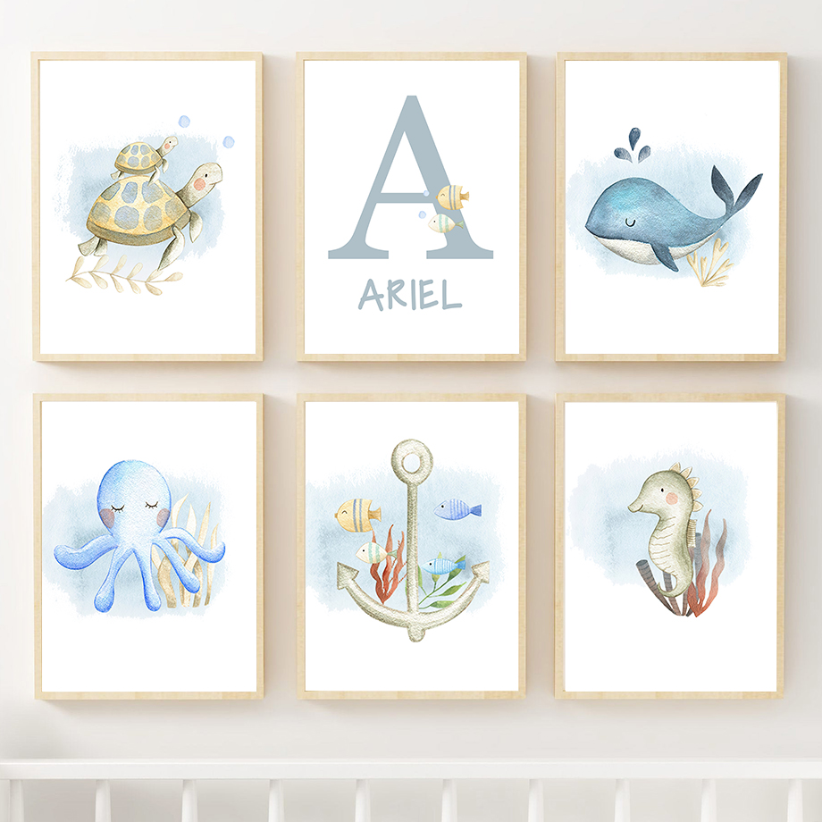 Resin Art Name - Deniz Organizması Özel Bebek Adı Duvar