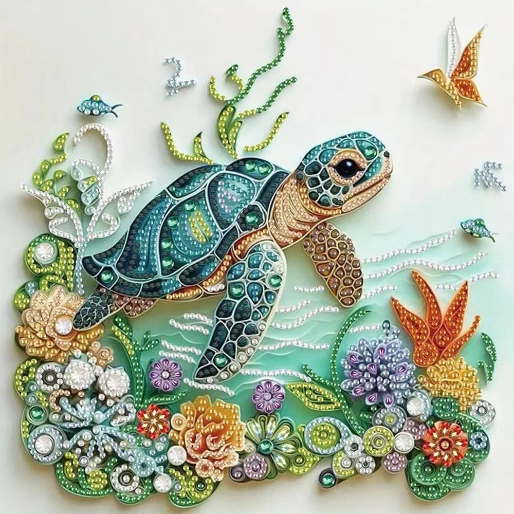 Resin Art Kit For Beginners - Deniz Kaplumbağası Hayvan Figürlü Elmas Boyama