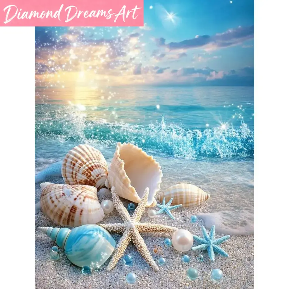 Resin Art Kit For Beginners - Çerçevesiz, Plaj Kabuğu Elmas Boyama Kitleri