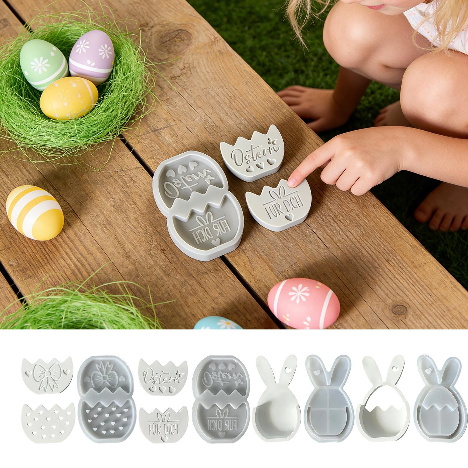 Resin Art Easy - Silikon Paskalya Yumurtası Kalıpları Tavşan Desenli