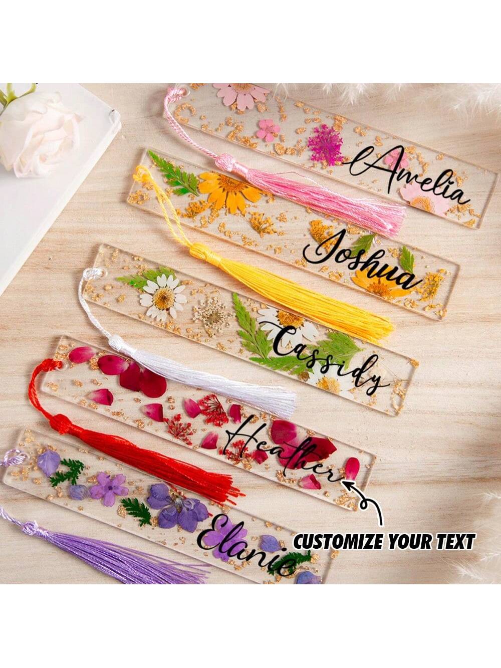 Resin Art Name - 1 adet kişiselleştirilmiş preslenmiş çiçek papatya