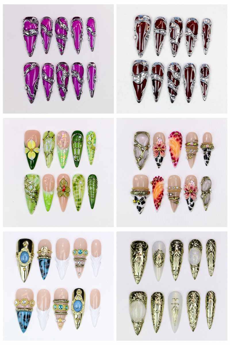 Resin Art And Design - 10 Adet Uzun Stiletto Takma Tırnak