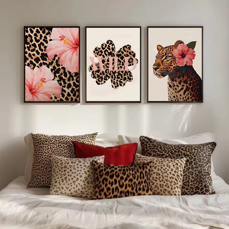 Resin Art Flower - Funky Leopar Hibiscus Çiçek Pembe Çita