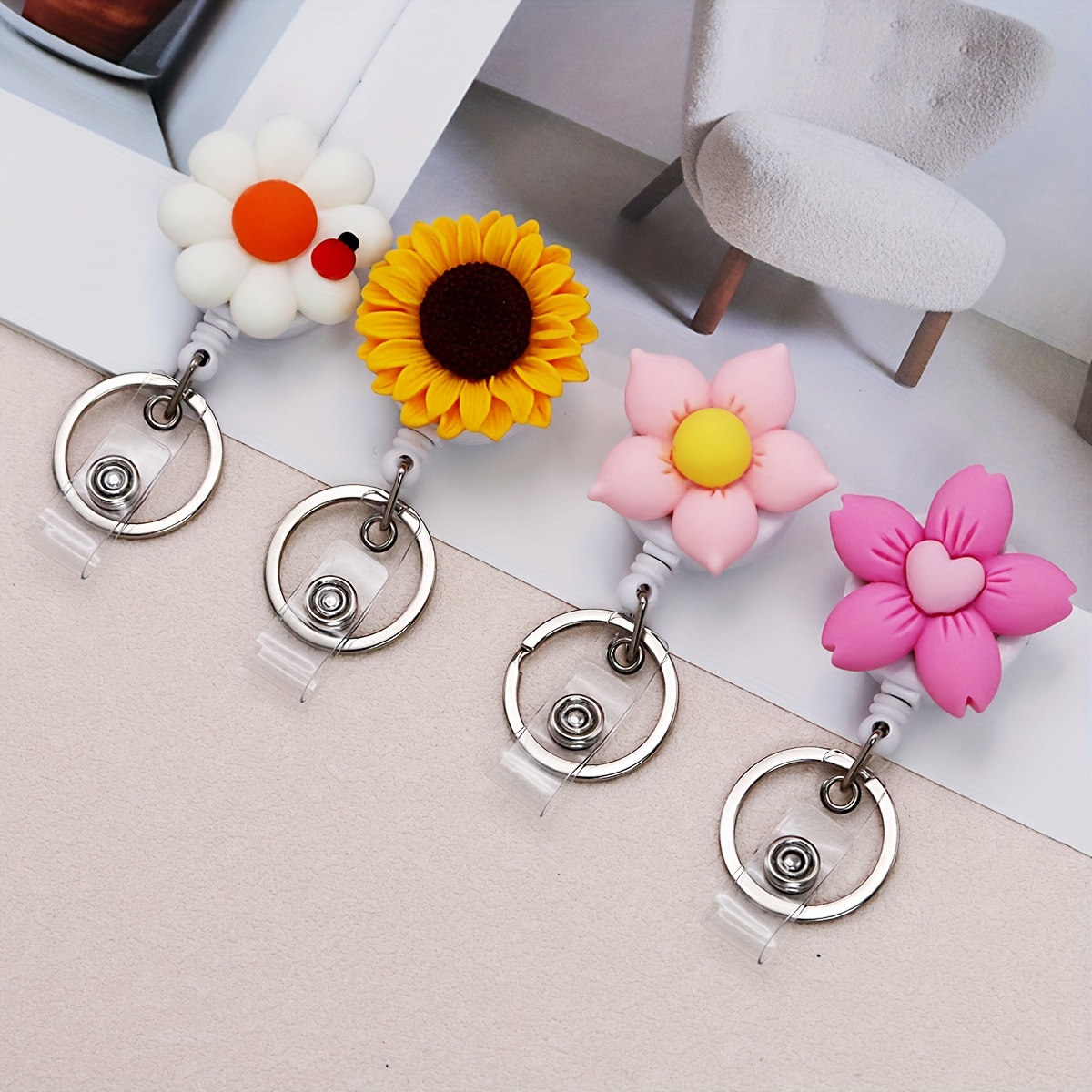 Resin Art Name - Sevimli Çiçek Reçine Geri Çekilebilir Tıbbi