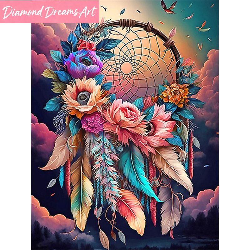 Resin Art Rose - Çerçevesiz, Elmas Boyama Dream Catcher Kelebek