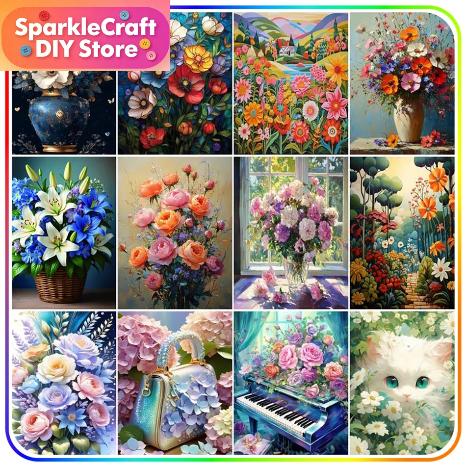 Resin Art Flower - 1 adet çerçevesiz Elmas Boyama Kitleri