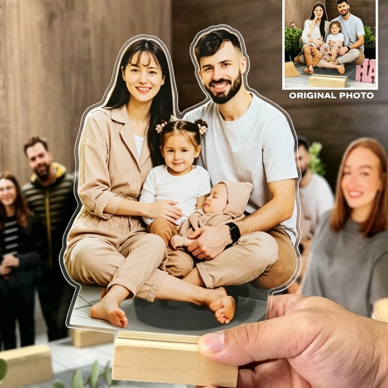 Resin Art Name - Kişiye Özel Aile Fotoğrafı Kişiselleştirilmiş Portre