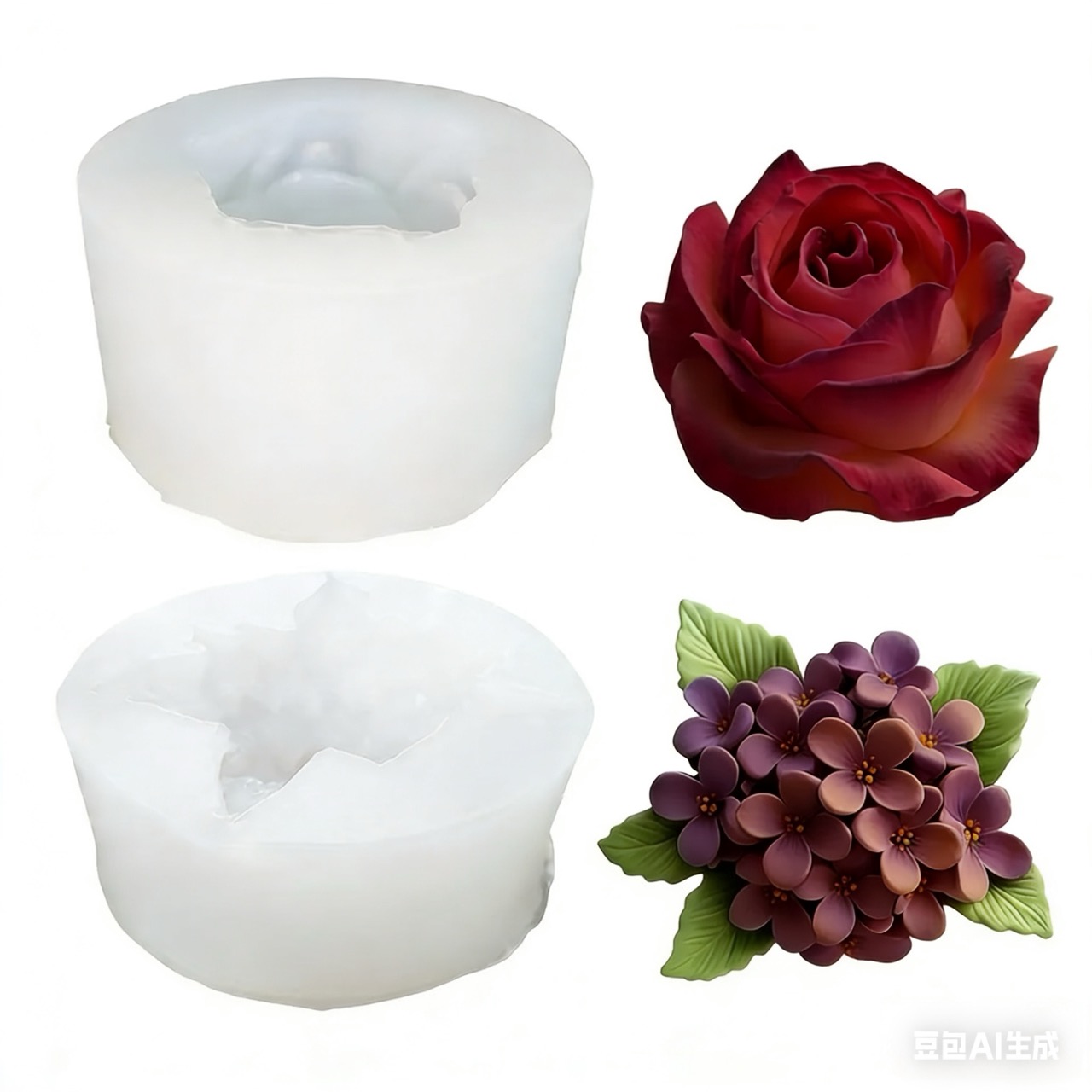 2 Adet 3D Gül Leylak Çiçeği Si - Resin Art And Design incelemesi ve fiyatı