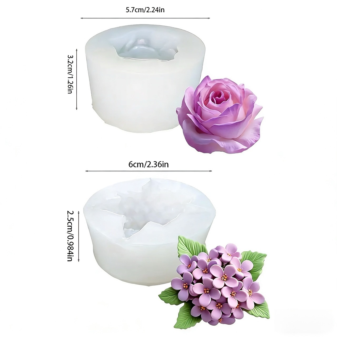 2 Adet 3D Gül Leylak Çiçeği Si - Resin Art And Design incelemesi ve fiyatı
